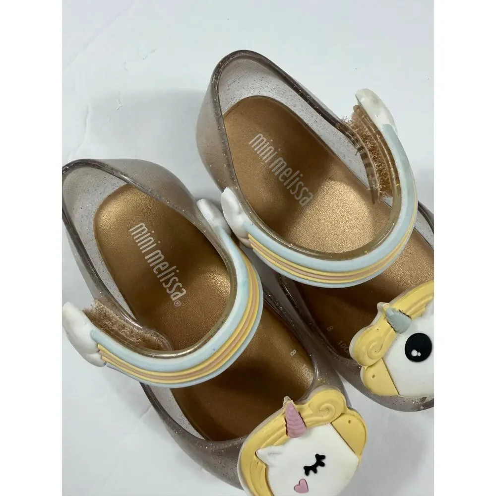 Mini Melissa Unicorn Rainbow Glitter Jelly Sandals Size 5 toddler
